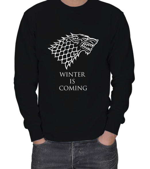 Winter is coming siyah ERKEK SWEATSHIRT Erkek Sweatshirt Tasar mlar Tisho Tisho Dukkan