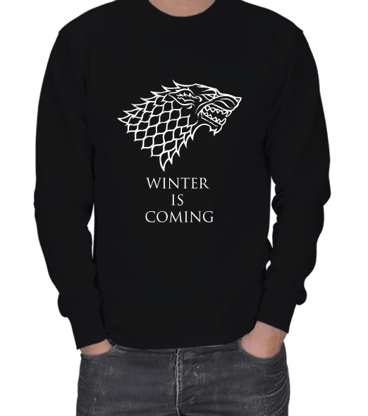 Tisho - Winter is coming siyah ERKEK SWEATSHIRT