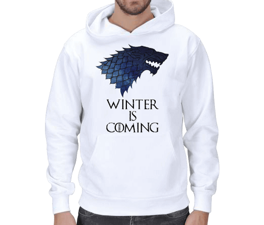 Tisho - Winter is Coming .Wolf Beyaz Erkek Kapşonlu