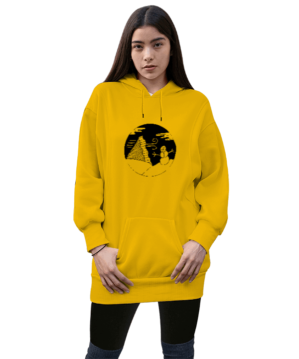 Tisho - Winter Season Kadın Uzun Hoodie Kapüşonlu Sweatshirt