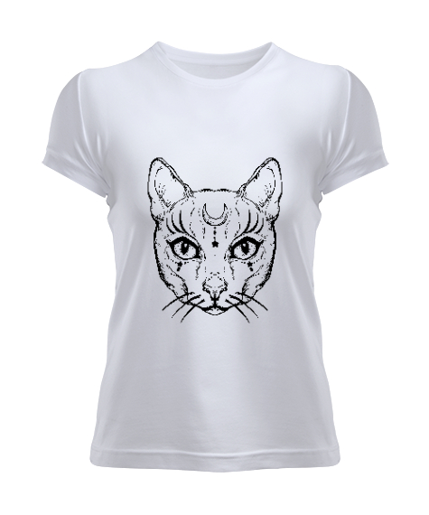 Tisho - Witch Kedi Beyaz Kadın Tişört