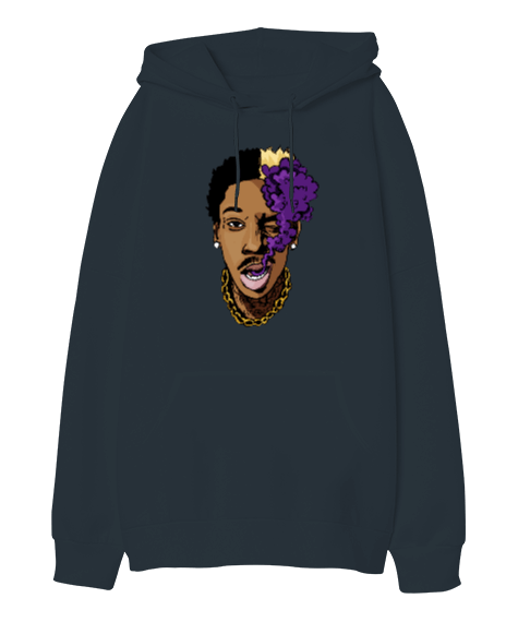 Tisho - Wiz Khalifa Rapper Tasarım Baskılı Oversize Unisex Kapüşonlu Sweatshirt