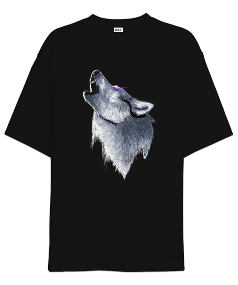 Tisho - Wolf - Uluyan Kurt Siyah Oversize Unisex Tişört