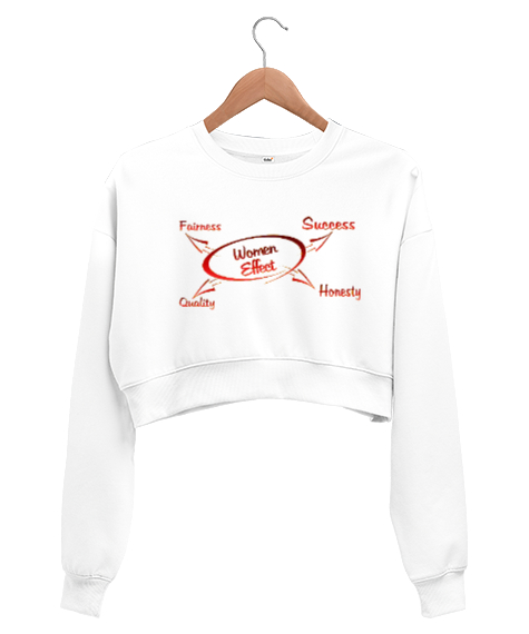 Tisho - Woman Effect Beyaz Kadın Crop Sweatshirt