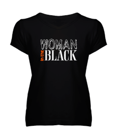 Tisho - Woman In The Black Kadın V Yaka Tişört