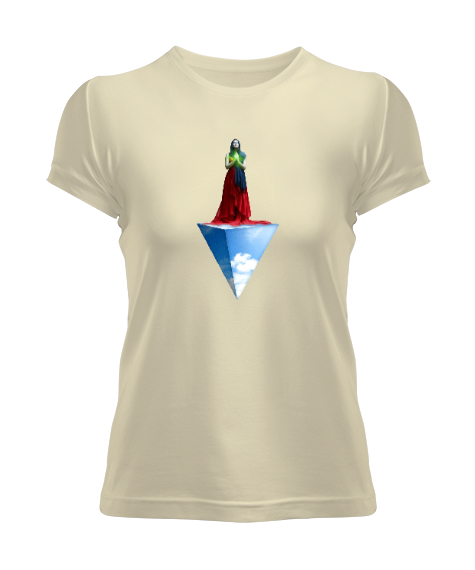 Tisho - Woman Pyramide - Fantastik Krem Kadın Tişört