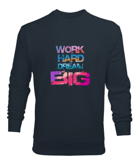 Tisho - Work Hard Dream Big Füme Erkek Sweatshirt