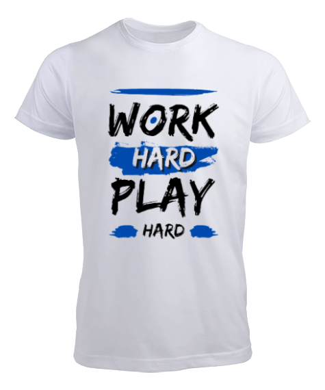 Tisho - Work Hard Play Hard Beyaz Erkek Tişört
