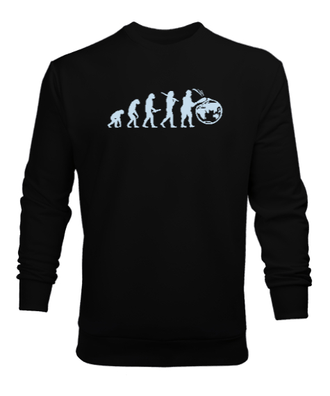 Tisho - World Evulation - Evrim Siyah Erkek Sweatshirt