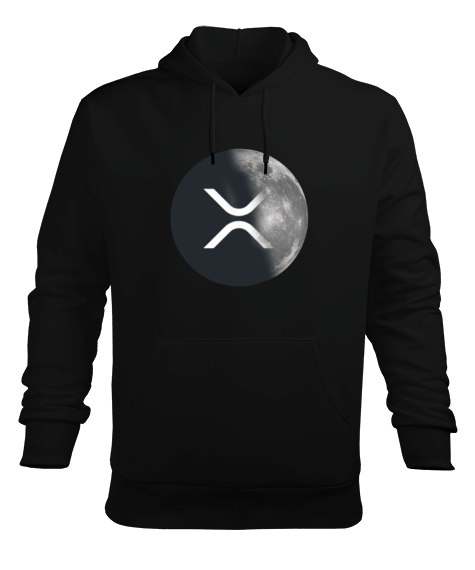 Tisho - XRP to the Moon v1H Black Erkek Kapüşonlu Hoodie Sweatshirt