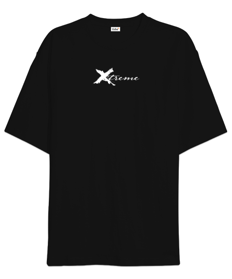 Tisho - Xtreme - Extrem Slogan Siyah Oversize Unisex Tişört