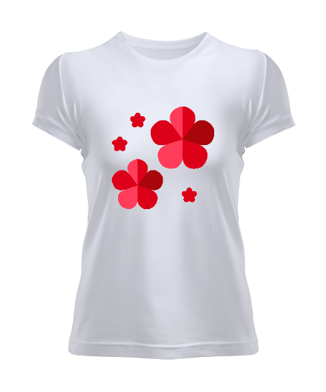 Tisho - Yağan Kırmızı Çiçekler Kadın Tişört