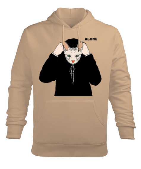 Tisho - Yalnız Kedi Erkek Kapüşonlu Hoodie Sweatshirt