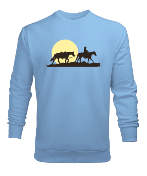 Tisho - Yalnız Kovboy Buz Mavisi Erkek Sweatshirt