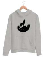 Yalnız Uluyan Kurt - Wolf Gri Unisex Kapşonlu Sweatshirt - Tisho