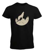 Yalnız Uluyan Kurt - Wolf Siyah Erkek Tişört - Tisho