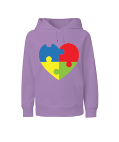 Yapboz biçimli kalp baskılı kız Çocuk Unisex Hoodie Kapüşonlu - Tisho