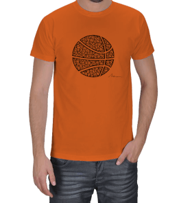 Tisho - Yaprak Desenli Basketbol Topu Erkek turuncu Erkek Tişört