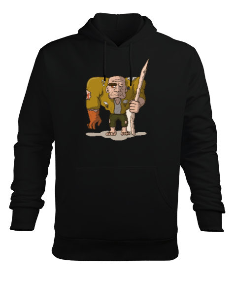 Tisho - Yaratık Adam Siyah Erkek Kapüşonlu Hoodie Sweatshirt