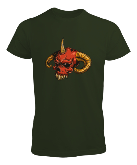 Tisho - Yaratık Kafatası - Skull Haki Yeşili Erkek Tişört