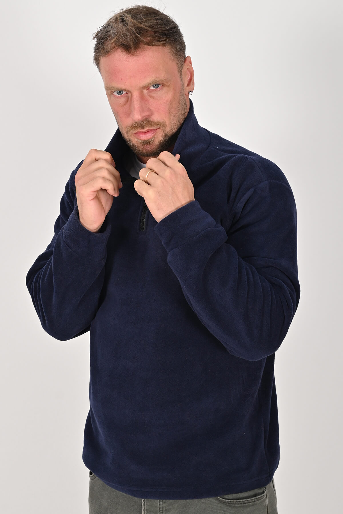 Yarım Fermuarlı Lacivert Polar Mont - Kışlık, Dayanıklı, Rahat - Unisex - Tisho