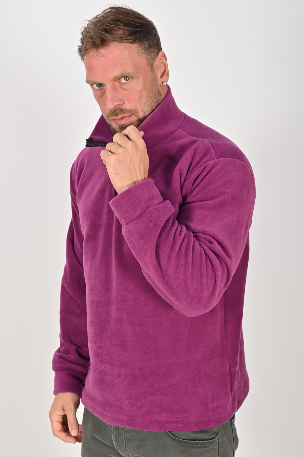 Yarım Fermuarlı Mor Polar Mont - Kışlık, Dayanıklı, Rahat - Unisex - Tisho