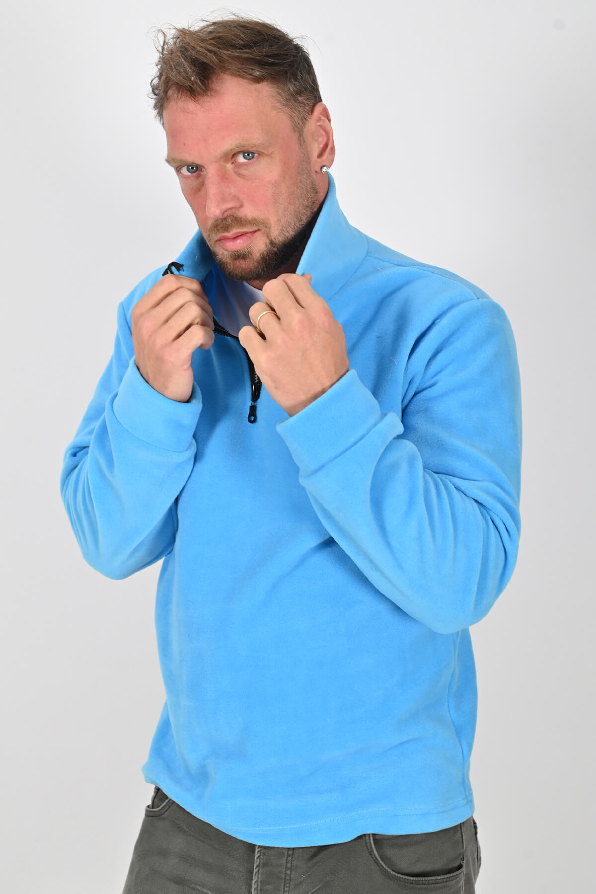 Yarım Fermuarlı Turkuaz Polar Mont - Kışlık, Dayanıklı, Rahat - Unisex - Tisho