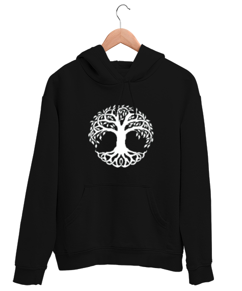 Tisho - Yaşam Ağacı Siyah Unisex Kapşonlu Sweatshirt