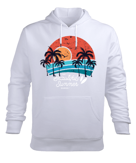 Tisho - YAZ DESENLİ Erkek Kapüşonlu Hoodie Sweatshirt