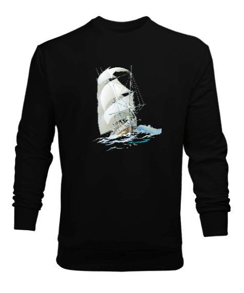 Tisho - Yelkenli ve Hırçın Dalgalar Erkek Sweatshirt