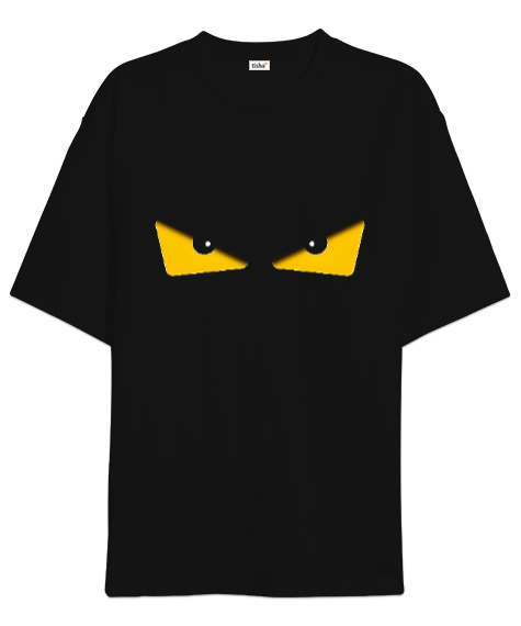 Tisho - Yellow Eyes Siyah Oversize Unisex Tişört