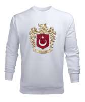 Yeni Bozkurt Armalı Milli Arma Türkiye Beyaz Erkek Sweatshirt - Tisho