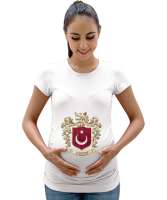 Yeni Bozkurt Armalı Milli Arma Türkiye Beyaz Kadın Hamile Tişört - Tisho