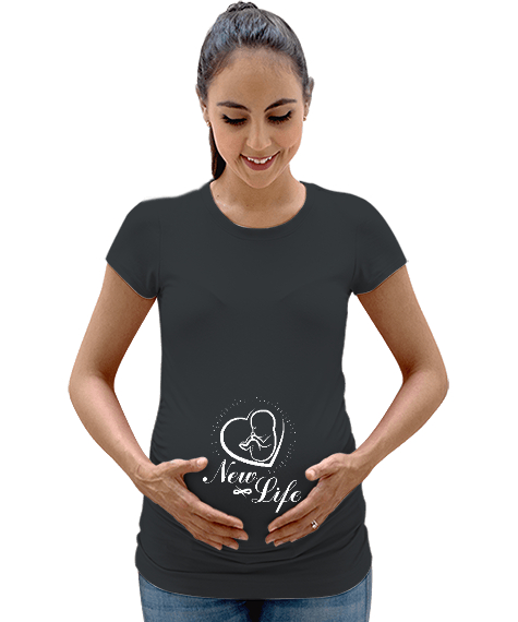 Tisho - Yeni Hayat - New Life Füme Kadın Hamile Tişört