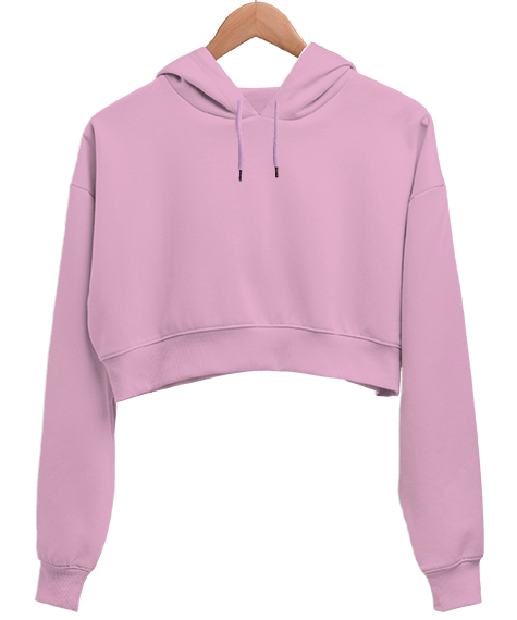 Tisho - Yeni nesil Pembe Kadın Crop Hoodie Kapüşonlu Sweatshirt