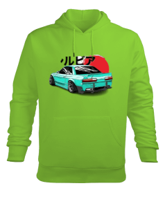 Tisho - Yeşil modifiye araba baskılı Erkek Kapüşonlu Hoodie Sweatshirt