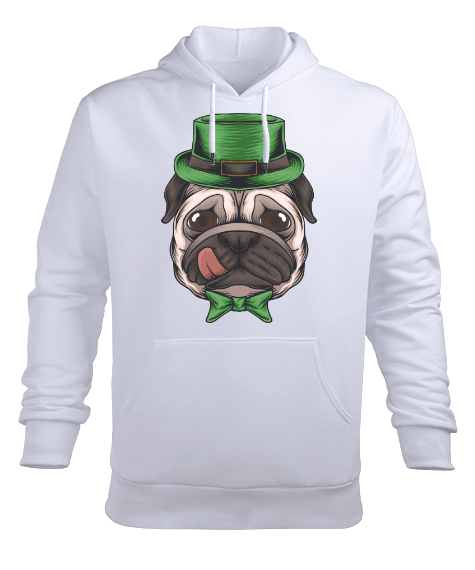 Tisho - YEŞİL ŞAPKALI KÖPEK BASKILI ERKEK SWEATSHİRT Erkek Kapüşonlu Hoodie Sweatshirt