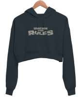 Yık Kuralları - Break Rules Füme Kadın Crop Hoodie Kapüşonlu Sweatshirt - Tisho