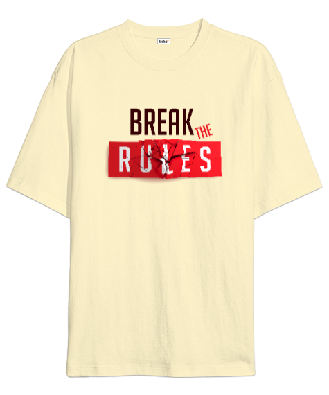 Tisho - Yık Kuralları - Kuralsız Krem Oversize Unisex Tişört