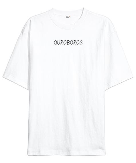 Tisho - Yılan Tasarım Beyaz Oversize Unisex Tişört