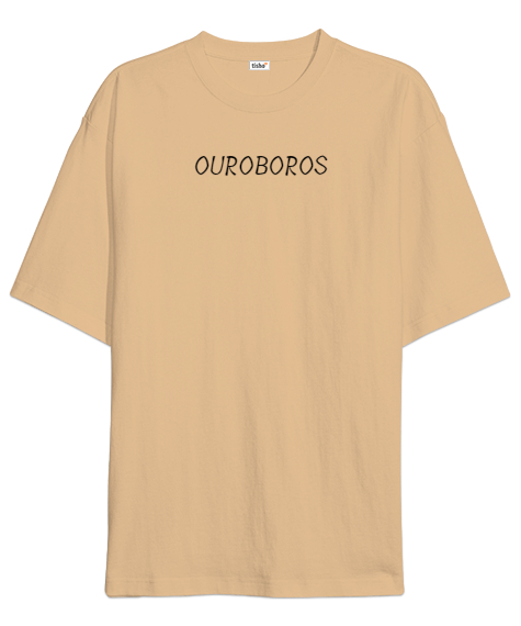 Tisho - Yılan Tasarım Camel Oversize Unisex Tişört