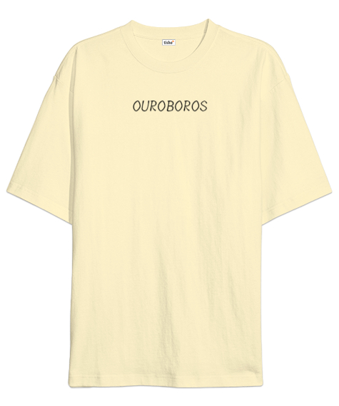 Tisho - Yılan Tasarım Krem Oversize Unisex Tişört