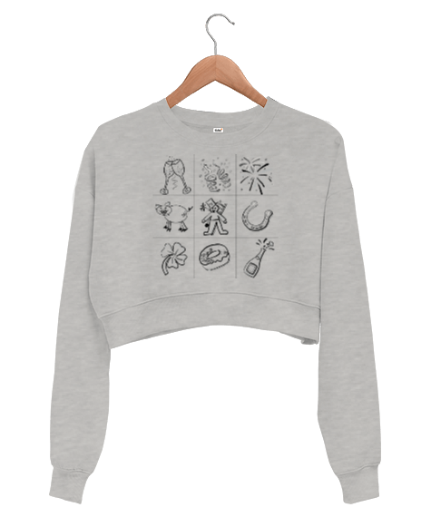 Tisho - Yılbaşı Gecesi Temalı Kadın Crop Sweatshirt
