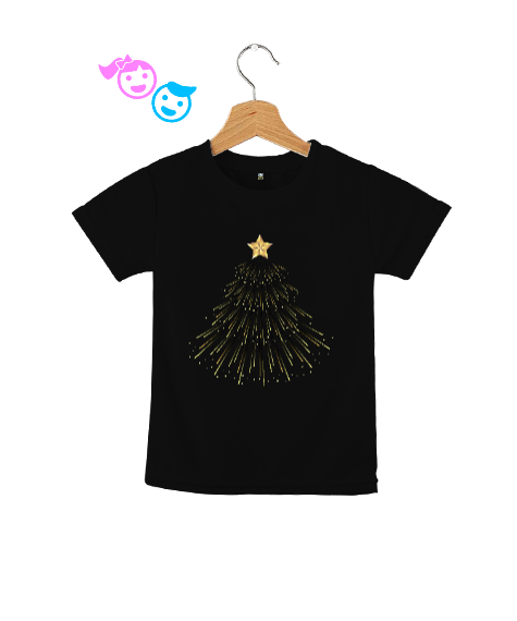 Tisho - Yıldız - Çam Ağacı Süsleme - Işıklar - Yeni yıl Siyah Çocuk Unisex