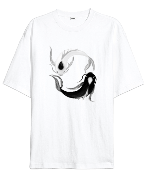 Tisho - Yin Yang Coi Fish Couple Oversize Unisex Tişört