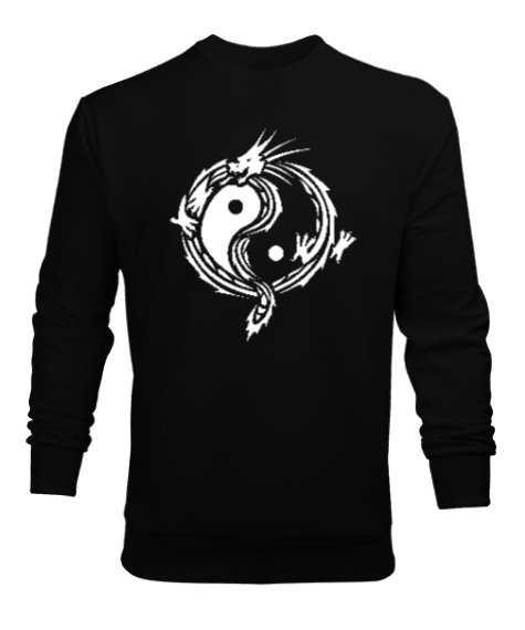 Tisho - Ying Yang Dragon Siyah Erkek Sweatshirt