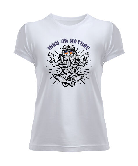 Tisho - Yoga Adam - Meditasyon Beyaz Kadın Tişört