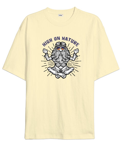 Tisho - Yoga Adam - Meditasyon Krem Oversize Unisex Tişört