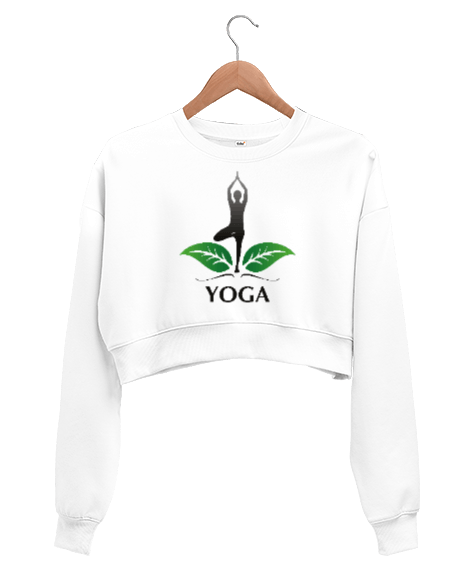Tisho - Yoga Blauart Beyaz Kadın Crop Sweatshirt