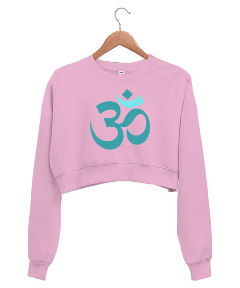 Tisho - Yoga, Çakra, Om, Mantra, Meditasyon Pembe Kadın Crop Sweatshirt
